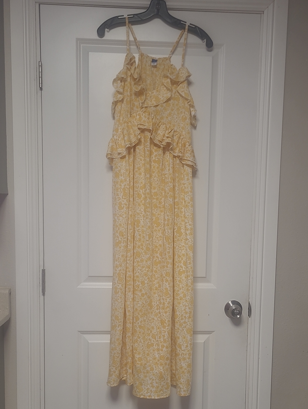 Yellow Floral Ruffle Maxi Dress